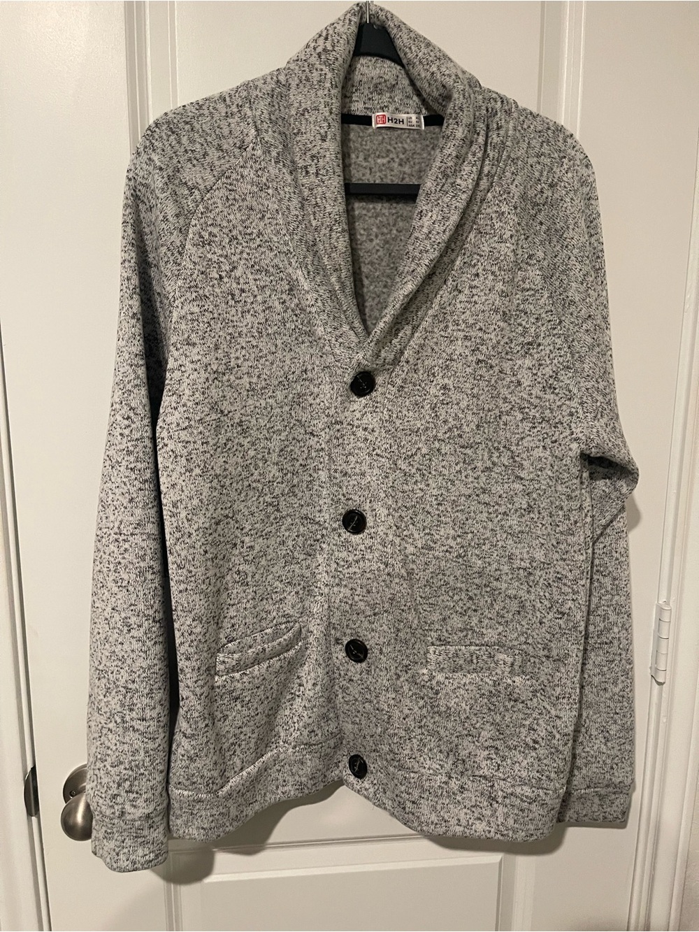 H2H Men's Collar Button Cardigan - Heather Gray